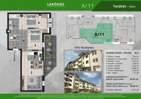 Eladó új építésű téglalakás, Budapest, IV. kerület 3 szoba 63 m² 92.64 M Ft